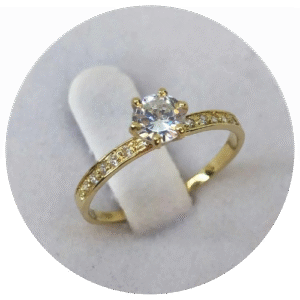 Anél de noivado trabalhado ouro 18k